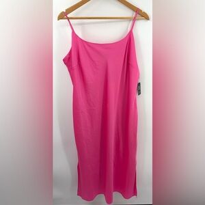 Express women’s bubble gum pink slip spaghetti strap midi dress preppy sz XL NWT